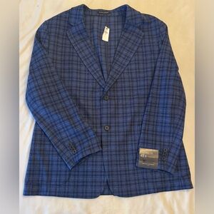 NWT! Banana Republic Tailored Fit Men's Blue Plaid Blazer, sz 48R